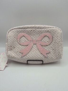 Bow Fancy - Pink Tweed Cosmetic Bag